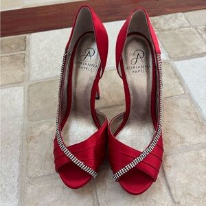 Adrianna Papell Red Rhinestone Heels